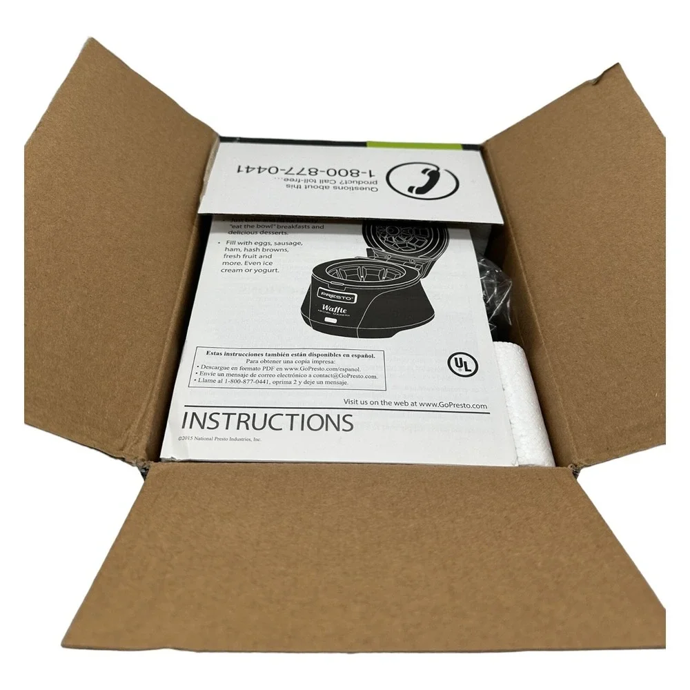 Presto Belgian Waffle Bowl Maker Model 03500 -‎ New Open Box